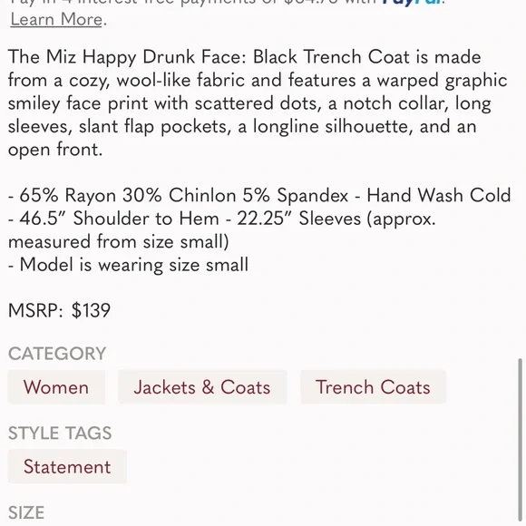 Happy face coat - Picture 7 of 7